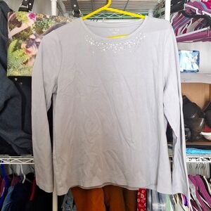 STUDIO WORKS SIZE LARGE LONG SLEEVE TOP LIGHT GRAY